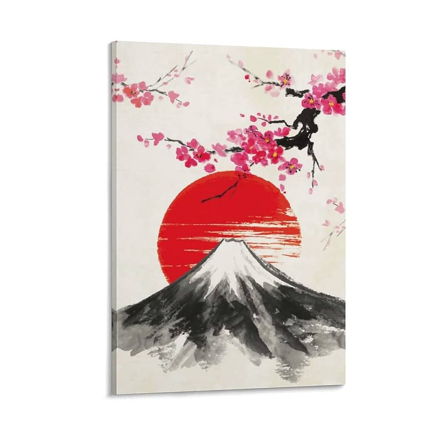 アート・デザイン・音楽 My Himalaya Olivier Vollmi Amazon.com: Oyihfvs Pink Cherry Blossom Red Sun Japanese